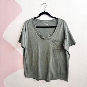 Aerie Oversized T Shirt Top Womens Size Small Distressed Green